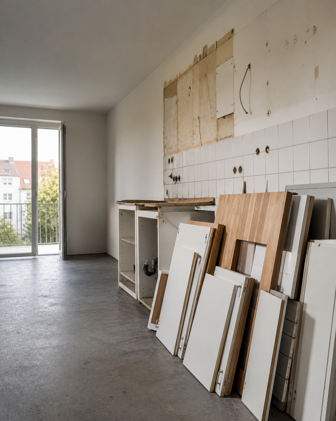 Demontierte Küche vor der Renovierung